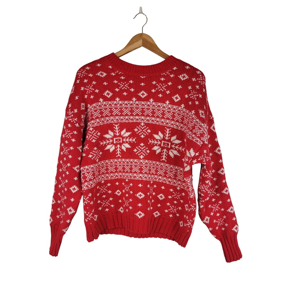 American Eagle Fair‎ Isle Chunky Sweater Red White Size Small